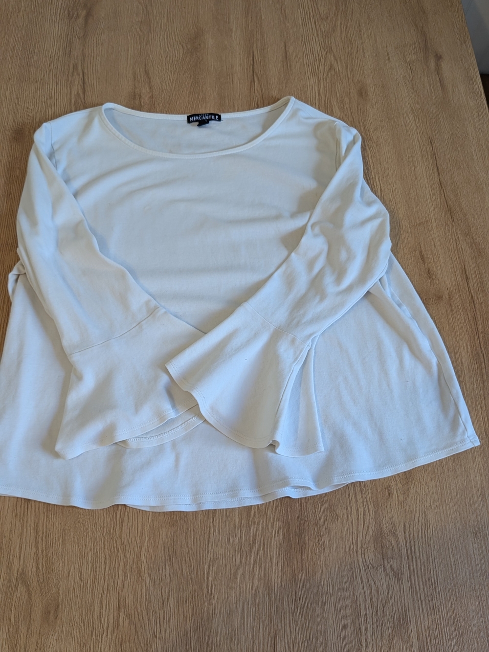 J. Crew Factory White Bell Sleeve Scoop Neck Top